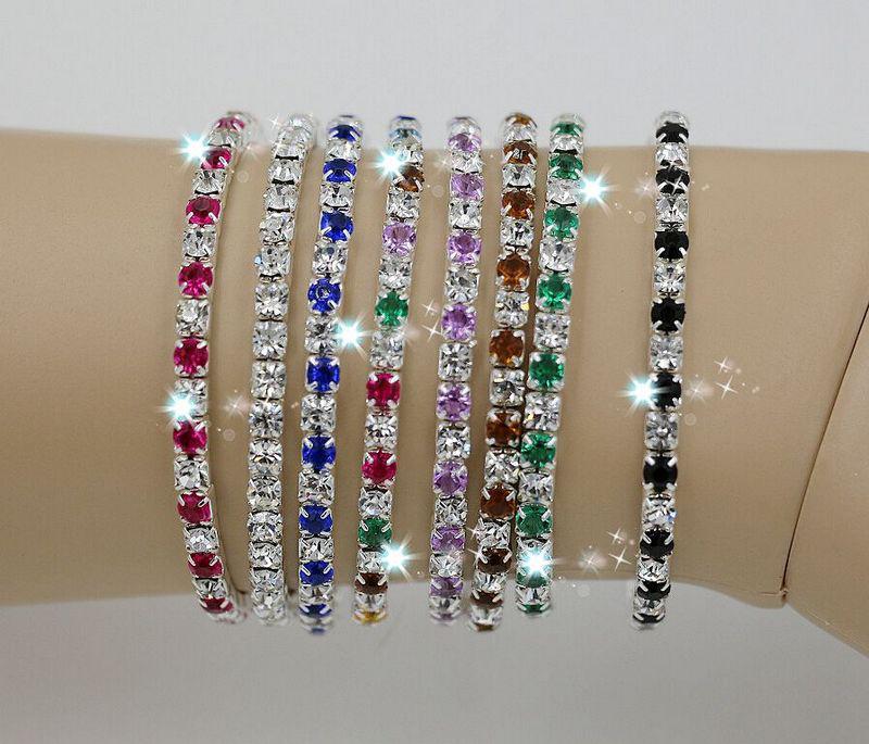 Hot ! IN STOCK 20 Pcs/ 1 lot Colorful Spring Row Rhinestone Bracelet Tennis 8 - Color(z305)