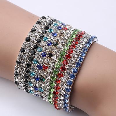 States fashion Bright and full drill white single row inlaid with elastic women 's bracelet a variety of simple jewelr 1 dozen 120PCS