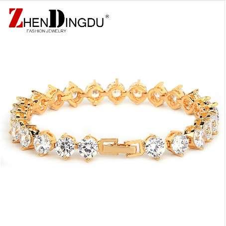 6MM Iced Zircon Tennis Chain Bracelet Men's Hip hop Jewelry Copper Material Gold Silver Color Box Clasp CZ Bracelet Link 18cm