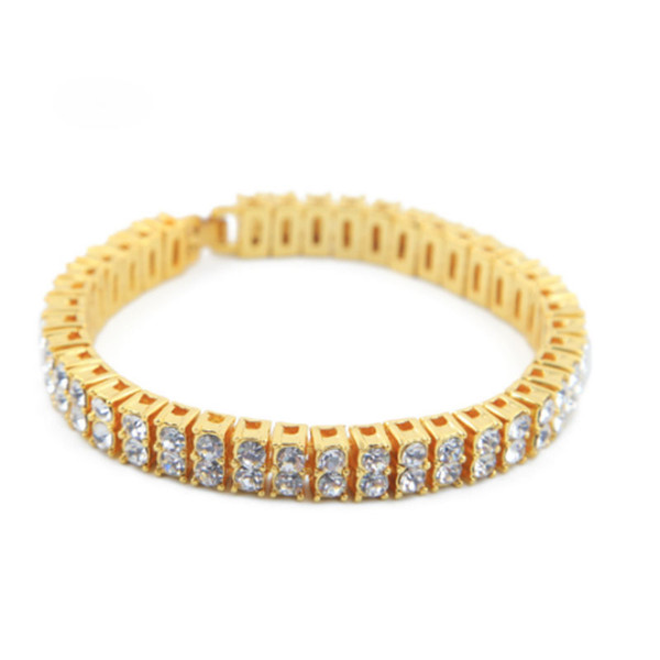 Luxury 2 Row Simulate Dimond Iced Out Men Women Bling Tennis Chain Bracelet 8