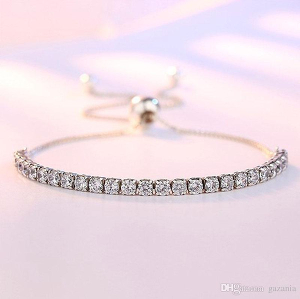 Pandora Style Tennis Bracelet Adjustable With Original Jewelry Bag Wedding Jewelry AAA Class Cubic Zirconia 925 Silver Gold Rose Gold