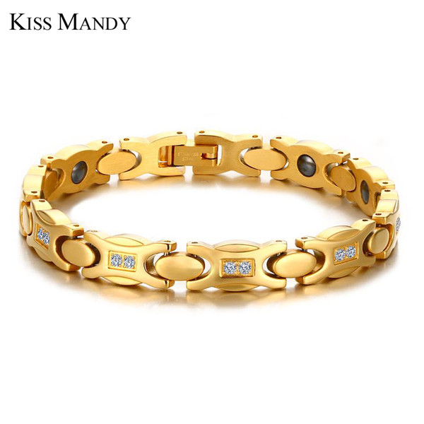 KISS MANDY Fashion Gold Color Ceramic Bracelets Women Jewelry Stainless Steel New Arrival KB451