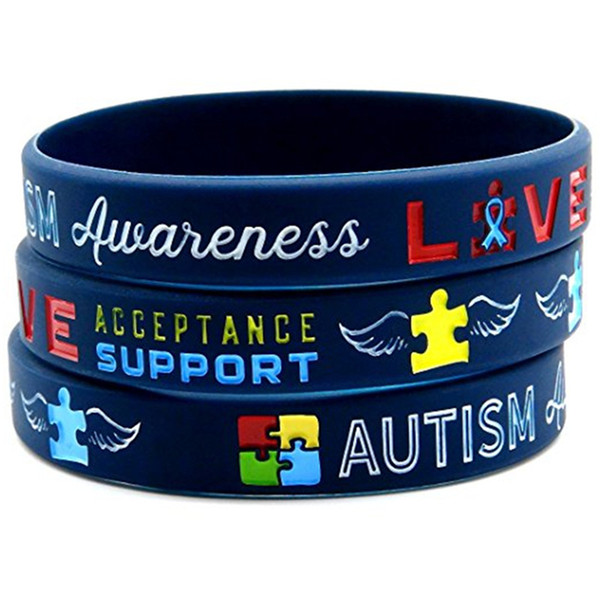 1pc medical alert Autism Awareness RAINBOW silicone racelet wristband shipping