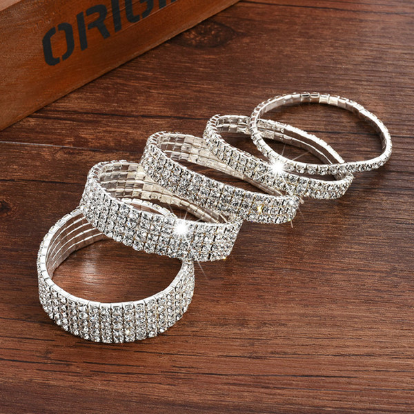 1PC Fashion Hot Sale Popular Bracelet For Women Crystal Stretch Shine Wedding Bridal Gift