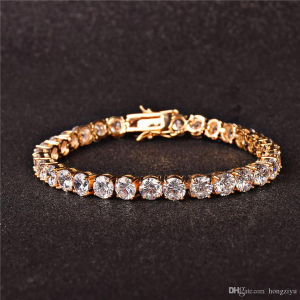 Hot SaleTennis Bracelet Hip Hop Jewelry Men/Women AAA Cubic Zircon Bracelet 3mm 4mm Finish 1 Row Gold Link For Gift