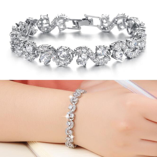 Rhinestone Tennis Bracelet Bangle - Wedding Bridal Luxury Bracelet Crystal Bracelets Jewelry Bracciali - Designer Bracelets For Women