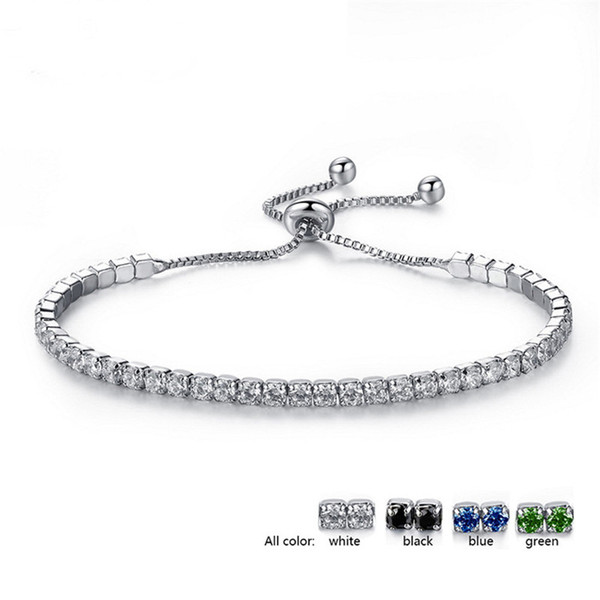 Fashion Cubic Zircon Tennis Bracelet & Bangles For Women Gifts New One Row Wedding Crystal Bracelets 4 Colors