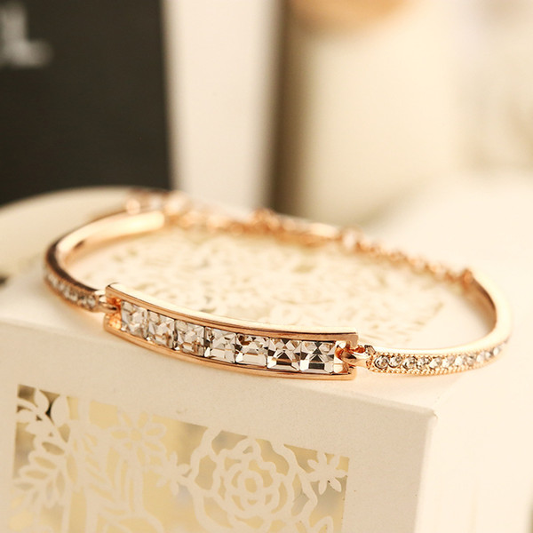 Agood high quality rose gold plated CZ diamonds bracelets & bangles for women female wedding party fashion jewelry accessories H00002