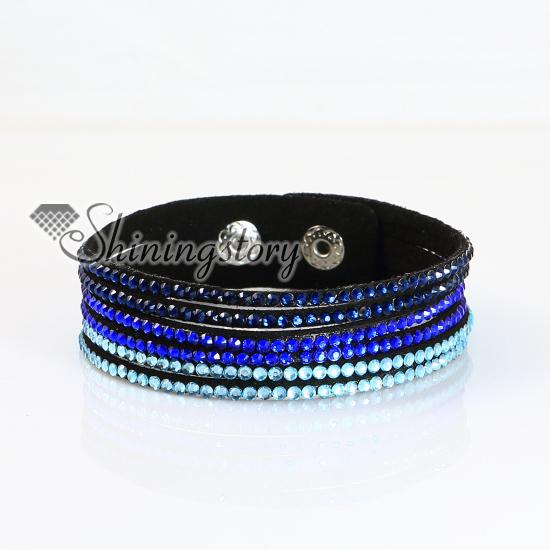 genuine leather crystal rhinestone wrap slake bracelets wristbands adjustable fashion leather bracelet jewelry personalized