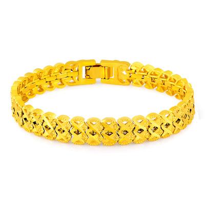 New Vintage Classic 24K Gold Stamped Pattern Chain Bracelets For Women Men Anniversary Engagement Jewelry Gifts CHH111