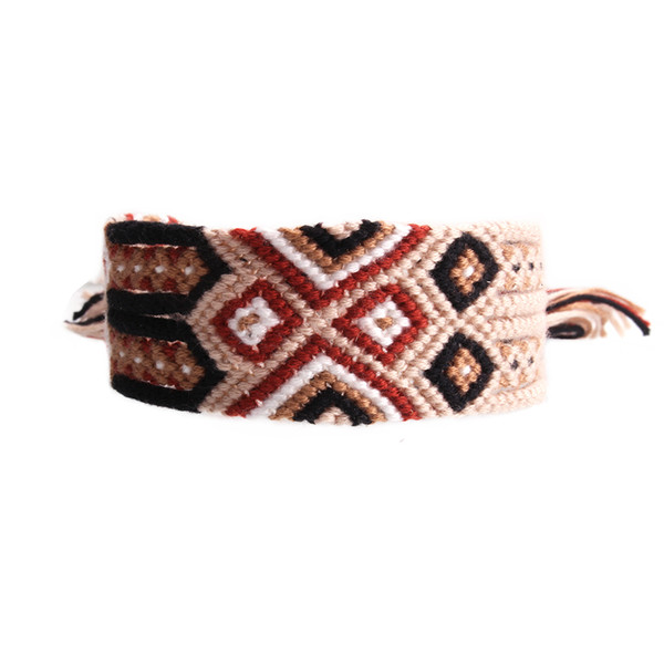 Coffee Color Wide Woven Friendship Bracelet Man Woman 2018 New Fashion Multicolored Embroidery Thread Tie Bohemian Jewelry Surf