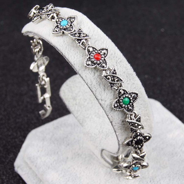 National Wind original retro jewelry Tibetan silver jewelry simple Four Leaf Clover Bracelet Fashion Jewelry for Women