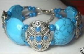 Wholesale cheap Beautiful Tibet Silver Turquoise Bracelets Red and Blue