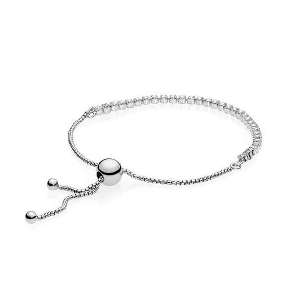 Pandora Charms Bracelet Luxury Adjustable Size Crystal Shine Bracelets Women 925 Sterling Silver Wedding Chains Bracelets Jewelry with Box