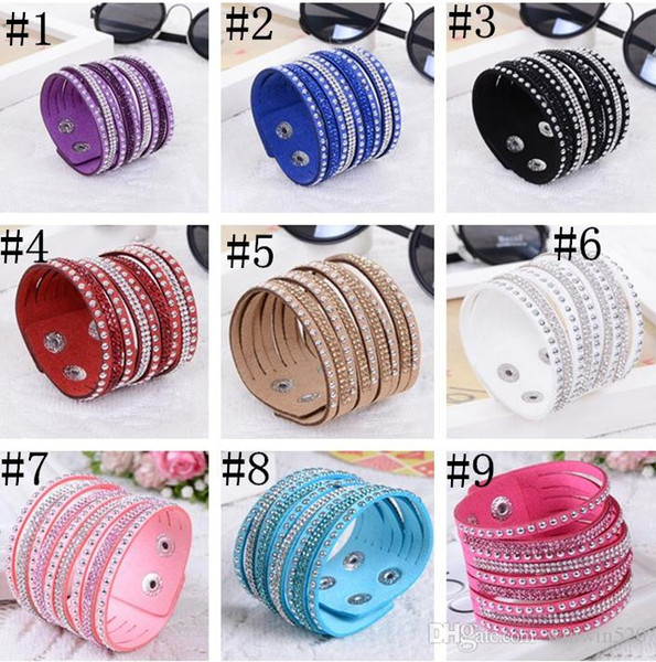 9 Colors New leather tennis bracelet Unisex Multilayer Leather Bracelet Christmas Gift Charm Bracelets Vintage punk Jewelry For Women