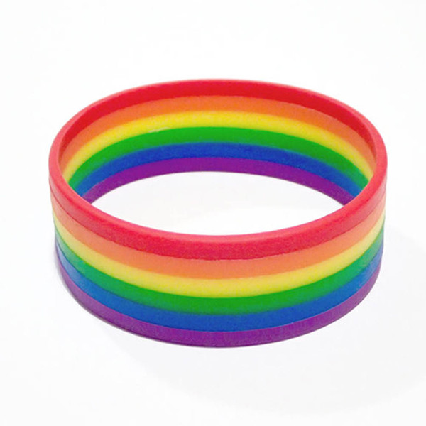 new fashion Silicone Rainbow Pride Bracelet Mutilayered Rubber Gay Lesbian LGBT Wristband Jewelry Freeshipping