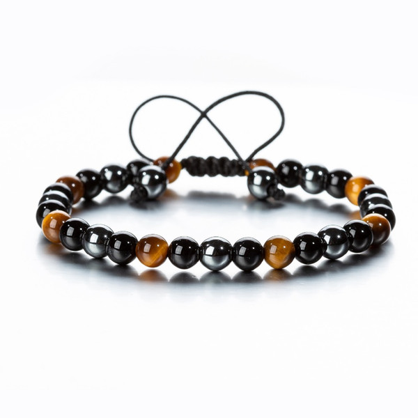 Handmade Braided Hematite Obsidian Tiger eye Stones Couple Wrap Bracelets Bangles 6mm 8mm 10mm Beads Options