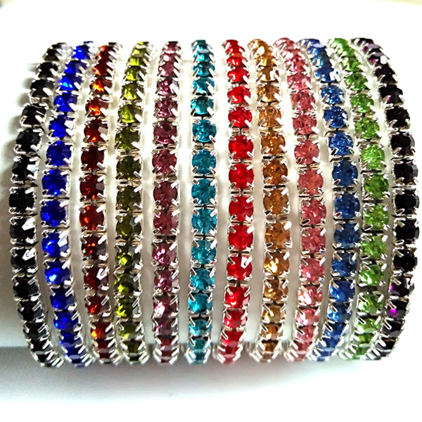 50pcs Exquisite Women's Girls Color Mix Elastic CZ Bracelets Zircon Wristbands Crystal Bangle Birthday Party Gift Friendship Xmas Gift NEW