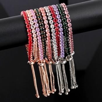 TOMBARTHITE GLASS ZIRCON TENNIS WOMEN CHAIN BRACELET LUXURY AWESOME SHINY WRIST BANGLE SUPER NICE ADJUSTABLE GIRL BRACELETS JEWELRY