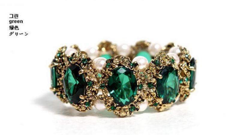 High quality Fashion Emerald Precious stones inlaid pearl bracelet , New style bracelet.