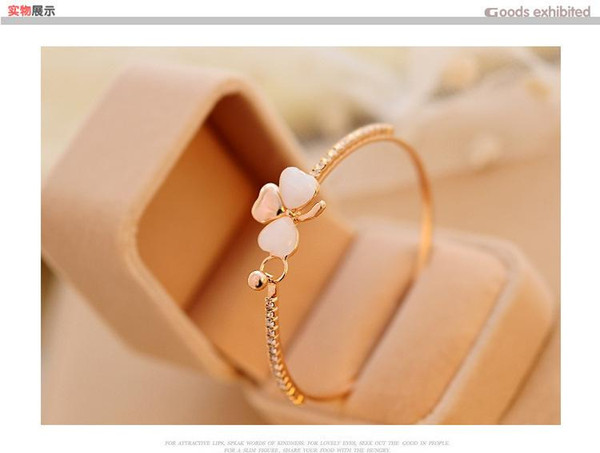 Luxury clover opal diamond bracelet Korean fashion jewelry gift white Rhinestone Crystal Chains Tennis for women Gathering leisure accessori