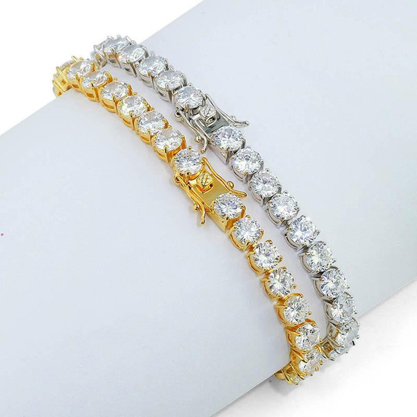 21 Hip Hop Bracelet 1 Row Gold Silver AAA Cubic Zirconia Paved All Iced Out Tennis Bling Lab CZ Stones Bracelet, Gift,party #HP21