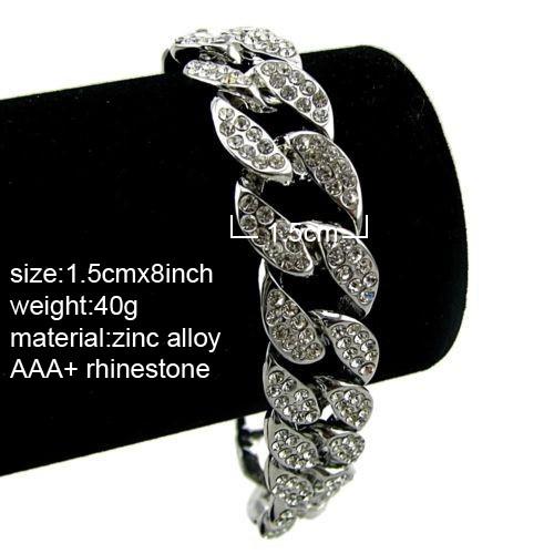 Men's Luxury Simulated Diamond Fashion Bracelets & Bangles High Quality Gold Plated Iced Out Miami Cuban Bracelet Hip Hop