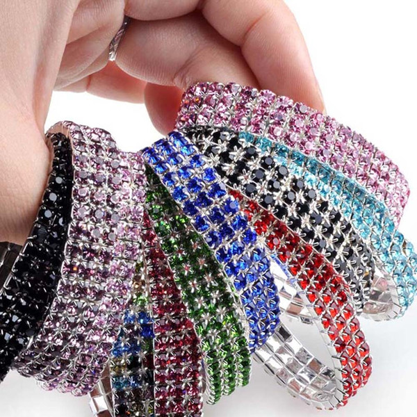 Bling Clear Crystal Rhinestone Stretch Bracelet Bangle Wedding Bridal Wristband for Women girls High Quality 10pcs/lot