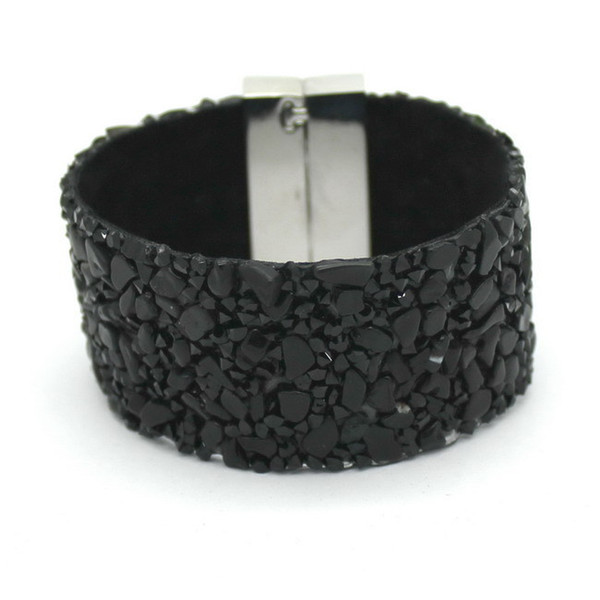 19cm Fashion Aesthetic Leather Bracelets Jewelry with Stone Trendy high quality Black Stone Manual Charm Bracelets For Women