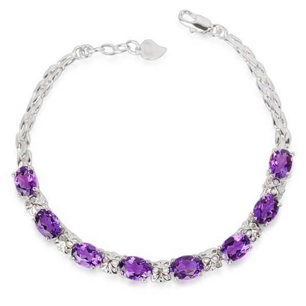 Fashion 925 Solid Sterling Silver bracelet for woman 100% natural amethyst bracelet free shipping silver jewelry girlfriend gift