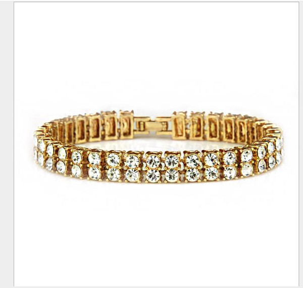 Two rows of Diamond Men exaggerated bracelet bracelet all-water diamond nightclub jewelry