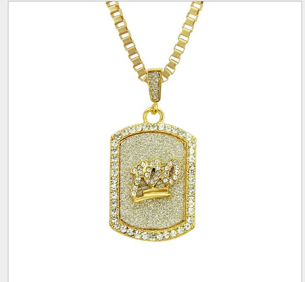 Small square men's pendant hiphop drill 00 points Pendant Necklace