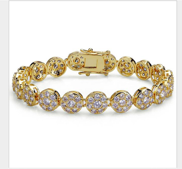 2019 Hip-hop bracelet with zircon plum petal Round Gold Bracelet