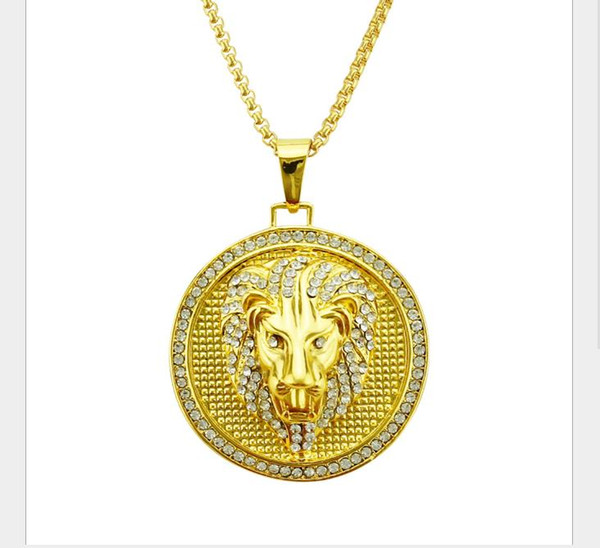 Hip-hop Lion Head Necklace European and American fashion personality Pendant Necklace