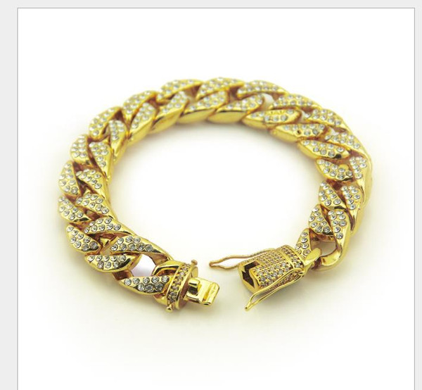 Hip-hop Hiphop Men Cuban Golden Micro-bracelet Golden Bracelet