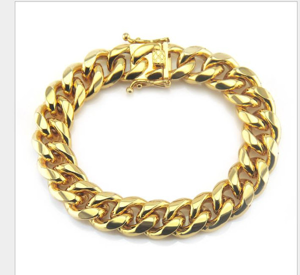 New jewelry European and American hip-hop fashion men's gold-plated Cuban button Bracelet