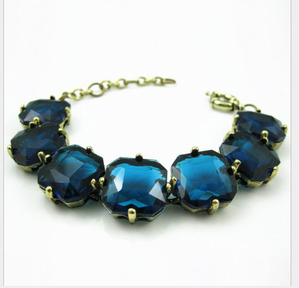 Retro Bracelet Fashion Quality Alloy Lady Blue Crystal Bracelet