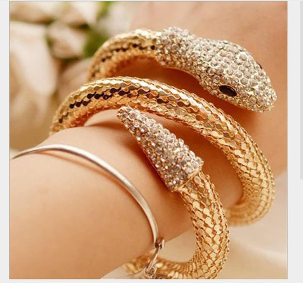 Hand-decorated Snake Bracelet Europeans and Americans exaggerated fashion multi-layer full drill Snake Bracelet Ring arm Bracelet