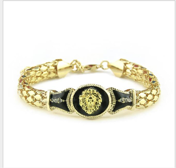 Hand-decorated snake-bone Bracelet alloy Lion-head inlaid drill painting oil bracelet bracelet string