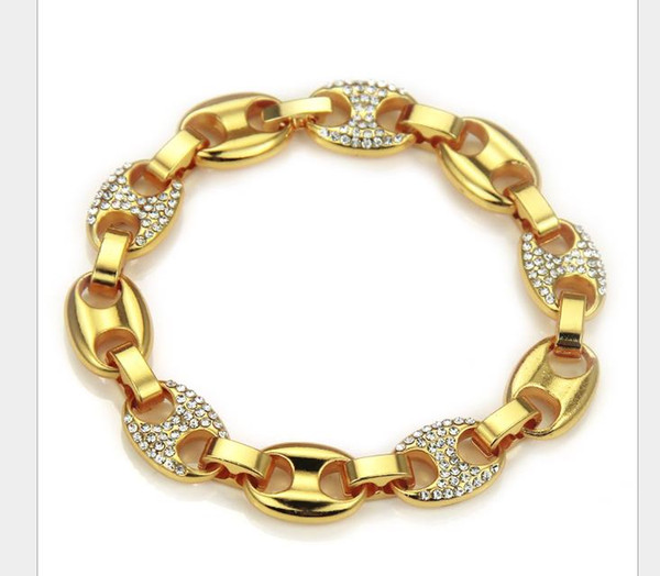 New fashionable elliptical bracelet bracelet with diamonds and hip hop bracelets in Europe and America