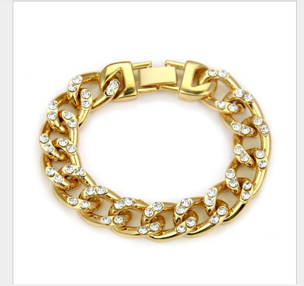 New Accessories New Cuban Bracelet with Diamond Embedded Personality Men's Bracelet for Foreign Trade Jewelry
