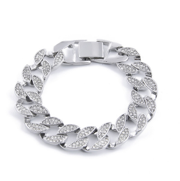 2019 European and American ladies fashion new hip hop bracelet 18 diamond exaggerated exquisite bracelet fashion show decorations