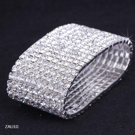 10 Rows White Rhinestone Bracelet Elastic Stretchy Wristband Bangle Party Wedding Bridal Jewelry ZAU10*5