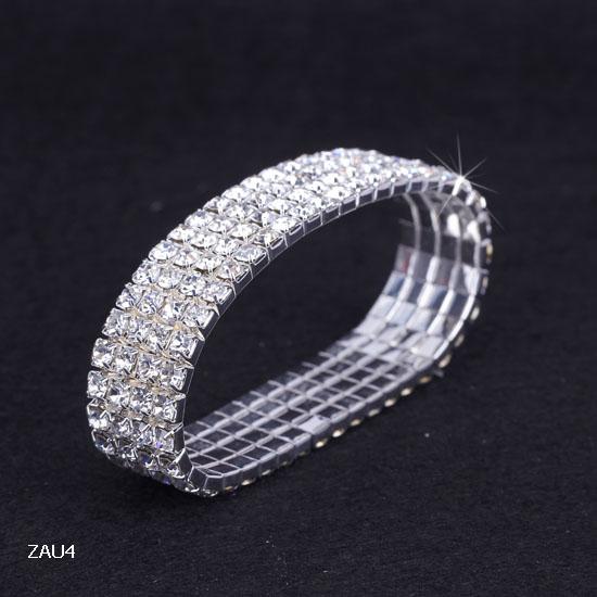 Vogue 4 Rows White Series Rhinestone Bracelet Elastic Stretchy Wristband Bangle Party Wedding Bridal Jewelry ZAU4*5