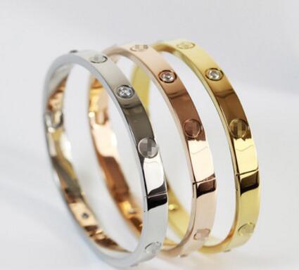 Gold Silver Oval Lover Pattern Rhinestone Bangle Titanium Steel Bracelet Buckle Cuff Wedding Bangle Women Jewelry Fashion Gift Fashion Brand