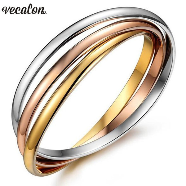 Vecalon Fashion Office Lady cross Bangle 3 colors 316L Stainless Steel Party wedding Bracelet For women men Jewelry