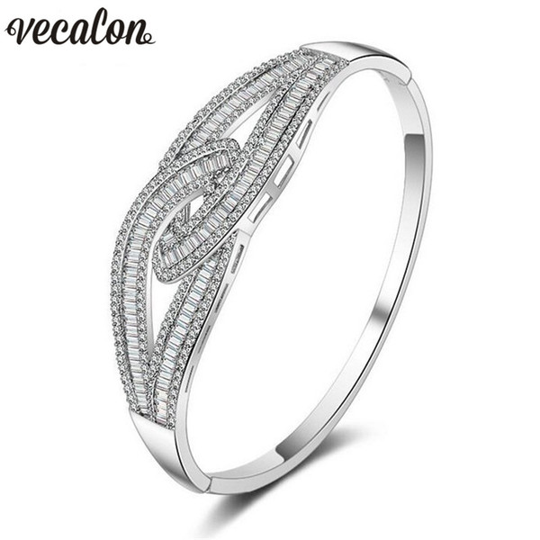 Vecalon Career Cross style Bracelet 5A Zircon Cz White Gold Filled wedding bangle for women Bridal accessaries Jewelry