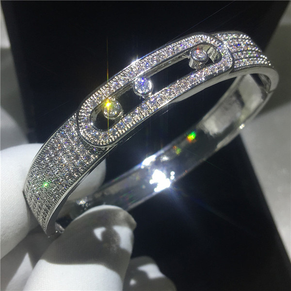 Vecalon Luxury Tennis bracelet Pave setting cubic zirconia White Gold Filled Engagement bangle for women wedding accessaries