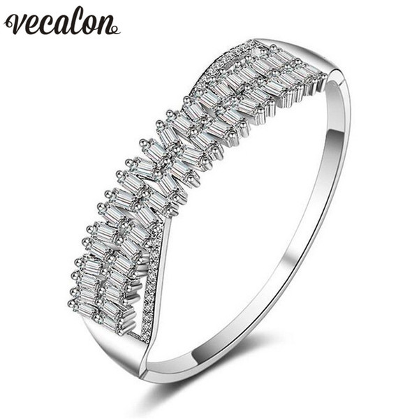 Vecalon Fashion Female Cross Bracelet 5A Zircon Cz White Gold Filled wedding bangle cuff for women Bridal Mother Jewelry