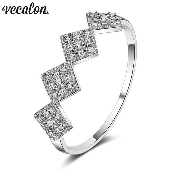 Vecalon Bling Fashion 5A cubic zirconia Engagement bracelet White Gold Filled cuff bangle womens Wedding accessaries Jewelry